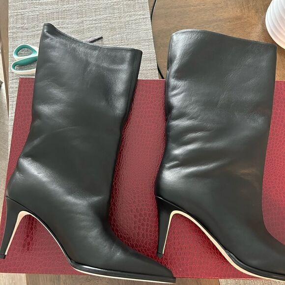 Tamara Mellon mid calf boots 75cm heel napa leather black 39.5 new never worn - Picture 3 of 4